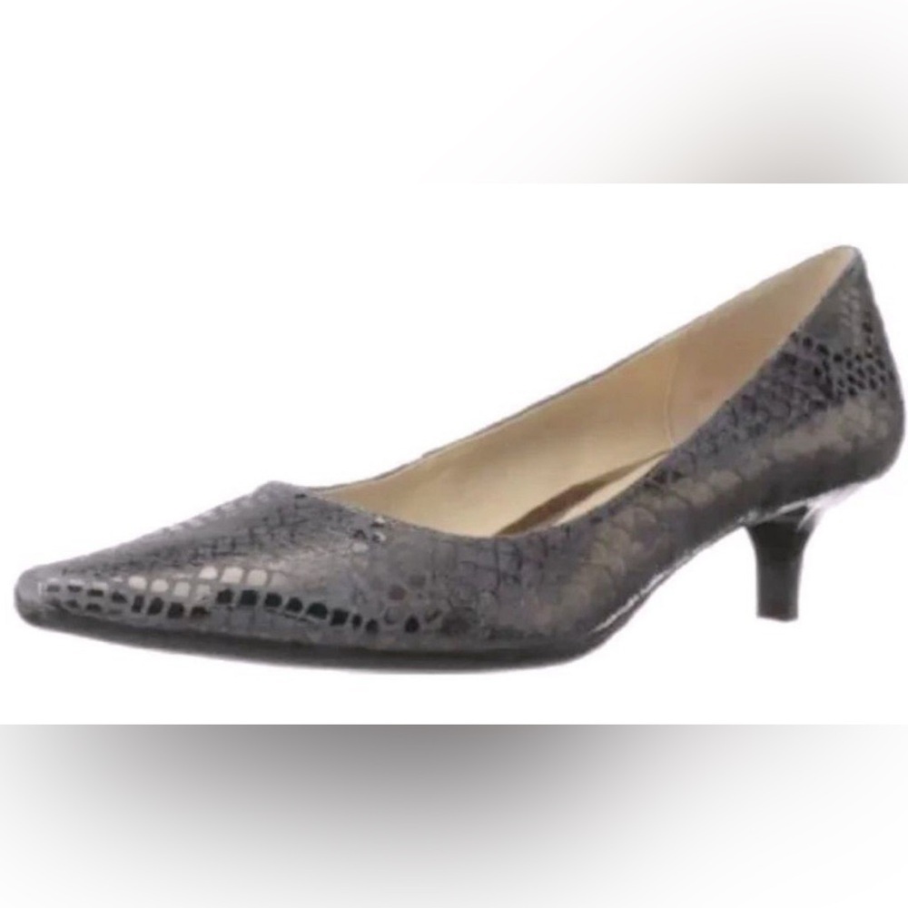 Calvin Klein Diema Metallic Snake Kitten Heel Dress shoes E5596 Bronze 7.5M NWT